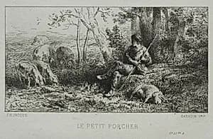 The Little Pig Herd by Charles-Émile Jacque (French, 1813–1894)