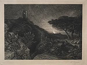 The Lonely Tower by Samuel Palmer (British, 1805–1881)