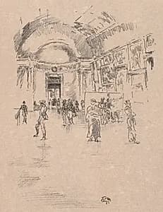 The Long Gallery, Louvre by James McNeill Whistler (American, 1834–1903)