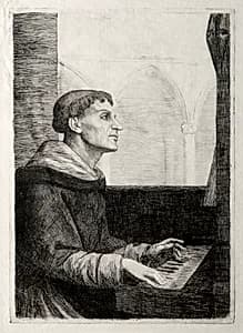 The Monk at the Organ by Alphonse Legros (French, 1837–1911)