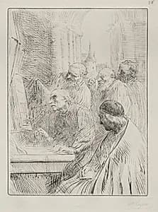 The Monks in Church by Alphonse Legros (French, 1837–1911)