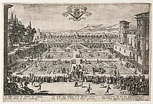 The Palace Gardens at Nancy by Jacques Callot (French, 1592–1635)