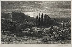 The Rising Moon by Samuel Palmer (British, 1805–1881)