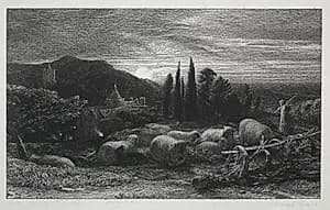 The Rising Moon by Samuel Palmer (British, 1805–1881)