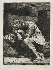 The Sleeping Beggar by Alphonse Legros (French, 1837–1911)