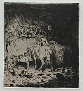 The Stable by Charles-Émile Jacque (French, 1813–1894)