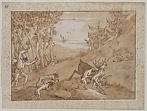 The Stag Hunt by Giovanni Domenico Tiepolo (Italian, 1727–1804)