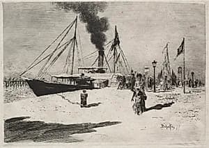 The Wharf at Trouville by Félix Hilaire Buhot (French, 1847–1898)