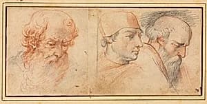 Three Head Studies by Unknown Artist