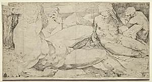 Three Male Nudes by Domenico Beccafumi (Italian, 1486–1551)