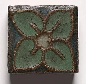 Tile- Flower by Grueby Pottery Company (American)