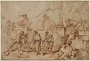 Tobit Burying the Dead by Giovanni Benedetto Castiglione (Italian, 1609–1664)