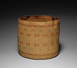 Twined Cylindrical Basket by Unknown Artist