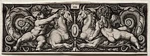 Two Genii by Hans Sebald Beham (German, 1500–1550)