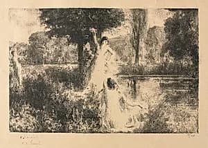 Two Nymphs Beside a Pond by Ker Xavier Roussel (French, 1867–1944)