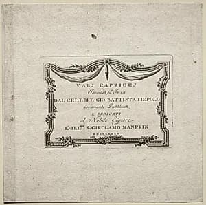 Various Caprices:  Title Page by Giovanni Battista Tiepolo (Italian, 1696–1770)