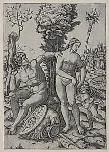 Venus, Mars and Cupid by Marcantonio Raimondi (Italian, 1470/82–1527/34)