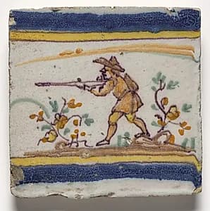 Wall Tile- Hunter with Rifle by Unknown Artist