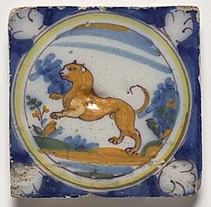 Wall Tile- Rampant Lion by Unknown Artist