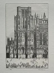 Wells Cathedral by Herbert Gordon Warlow (British, 1885–1942)