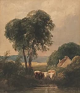 Welsh Landscape with Cattle by Peter De Wint (British, 1784–1849)