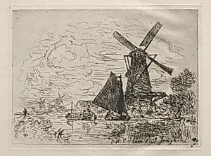 Windmills in Holland by Johan Barthold Jongkind (Dutch, 1819–1891)