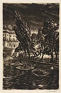 Windy Night, Stockholm by Muirhead Bone (British, 1876–1953)