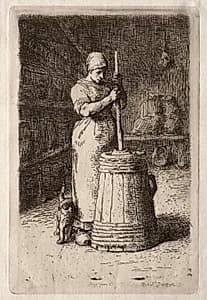 Woman Churning Butter by Jean-François Millet (French, 1814–1875)