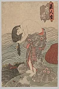 Woman Diver Combing her Hair by Utagawa Kunisada (Japanese, 1786–1865)
