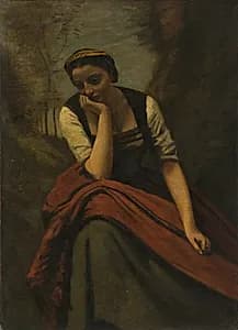 Woman Meditating by Jean Baptiste Camille Corot (French, 1796–1875)