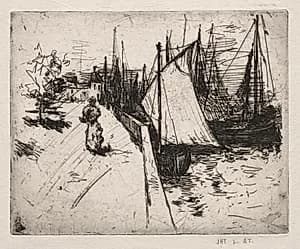 Woman on Quay, Honfleur by John Henry Twachtman (American, 1853–1902)
