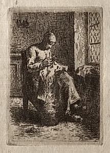 Woman Sewing by Jean-François Millet (French, 1814–1875)