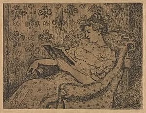 Woman Sitting Reading  by Georges Lemmen (Belgian, 1865–1916)