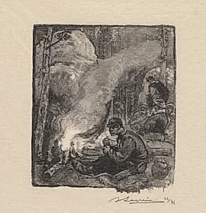 Woodcutters' Meal by Auguste Louis Lepère (French, 1849–1918)