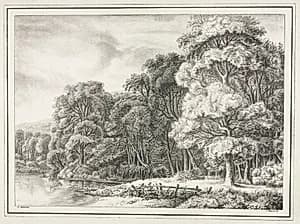 Woodland Scenery with Lake by Johann Nepomuk Strixner (German, 1782–1855)
