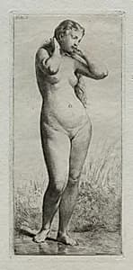 Young Woman Bathing by Charles-Émile Jacque (French, 1813–1894)
