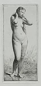 Young Woman Bathing by Charles-Émile Jacque (French, 1813–1894)