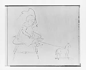 Baby with a Toy Horse (from Sketchbook) by Francis William Edmonds
