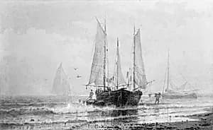 Seascape—Fishing Boats by the Shore by Henry Pember Smith