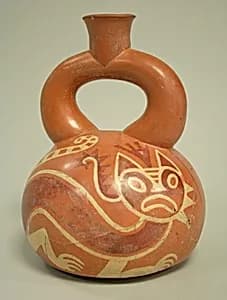 Stirrup Spout Bottle with Felines by Unknown Artist