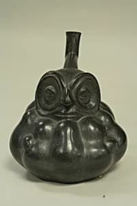 Stirrup Spout Bottle with Owl by Unknown Artist