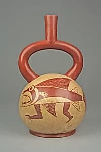 Stirrup Spout Bottle with Sea Monster by Unknown Artist