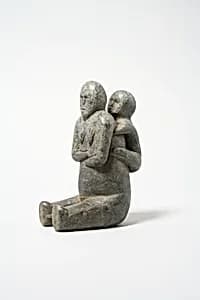 Stone Mother and Child Figure by Unknown Artist