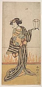 Second Yamashita Kinsaku as a Woman Standing in a Room by Katsukawa Shunkō