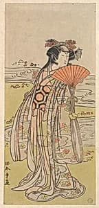 The Actor Segawa Kikunojo III as a Woman Standing near a Winding Stream by Katsukawa Shunshō　勝川春章