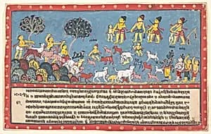 Krishna, Balarama, and the Cowherders: Page from a Dispersed Bhagavata Purana (Ancient Stories of Lord Vishnu) by Unknown Artist