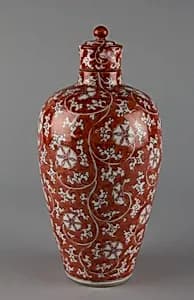 Covered bottle with floral scrolls (one of a pair) by Unknown Artist