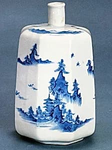 Octagonal Sake Bottle with Landscape Design by Unknown Artist