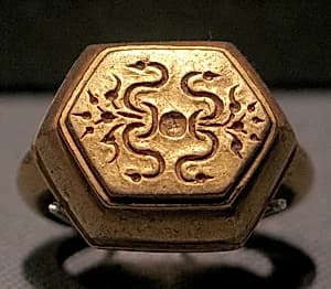 Ring with Hexagonal Bezel with Sri Inscription by Unknown Artist