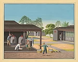 Using Muffle Stoves for the Firing of Porcelain in a Cantonese Workshop by Unidentified artist